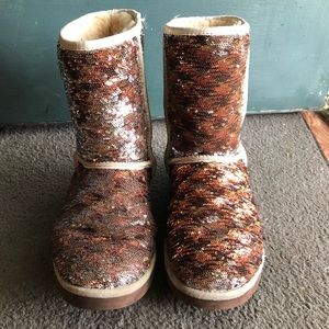 Silver/Brown Sparkly Sequin Uggs